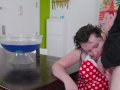 Ktichen PAWG gets assfucked and dunked in punch bowl