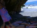 Racy Brunette Gets Throat Fucked On The Beach