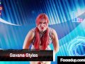 Young Black Jenna Foxx & Tattooed Red Savana Styles Wrestle!