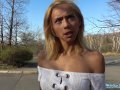 Public Agent Big cock gets blondes tight pussy wet in public forest fuck