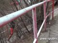 Naughty girls found a good spot to pee next to their neighbours place