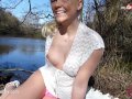 MyDirtyHobby - Hot Blonde masturbating outdoor!