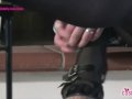 Redhead schoolgirl teases with her five toes pantyhose