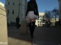 Look under my skirt. Jeny Smith spinning in a miniskirt in public