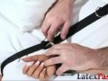 Dominated sub endures anal sex and rough whipping