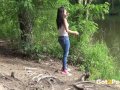 Hot Brunette Squats Down For A Woodland Piss