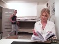 TUTOR4K. Young man poured tea on teachers clothes to make her strip