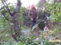 Redheaded Babe Pisses Long And Hard In Trees